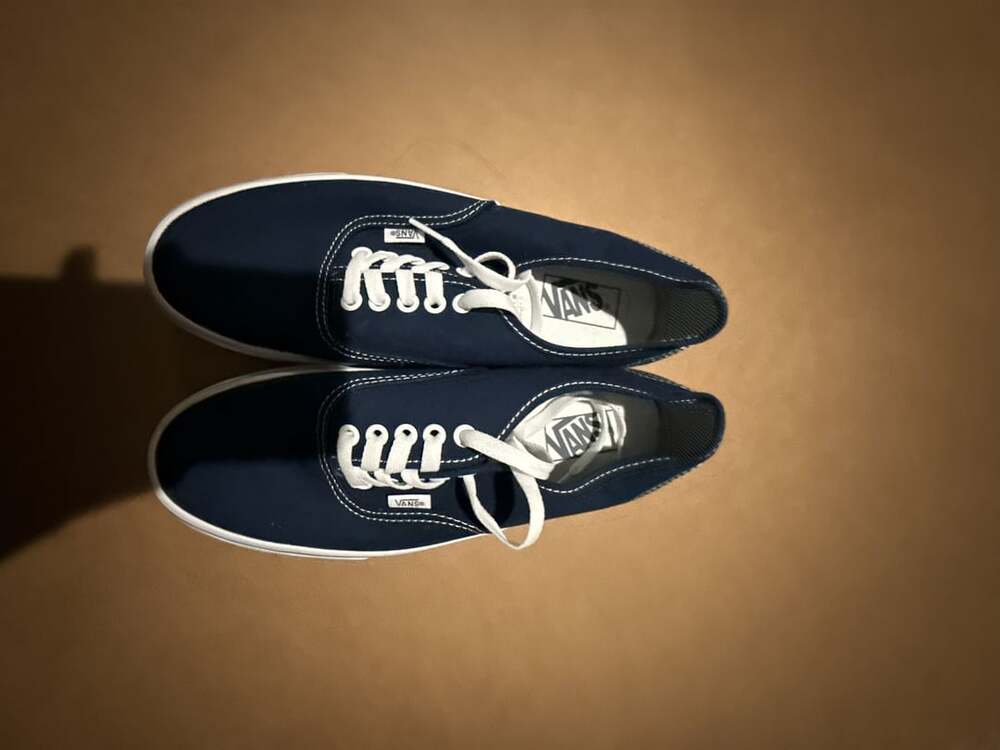 Vans Authentic Navy Blue White Low Top Canvas Skate Shoes Sneakers Men's Size 8